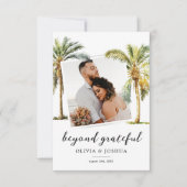 Tropical Beach Foto Wedding Dankeskarte (Vorderseite)