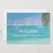 Tropical Beach Foto Wedding Save the Date Ankündigung (Vorderseite)
