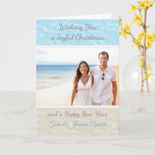 Tropical Beach Foto Weihnachtskarte Karte (Gelbe Blume)