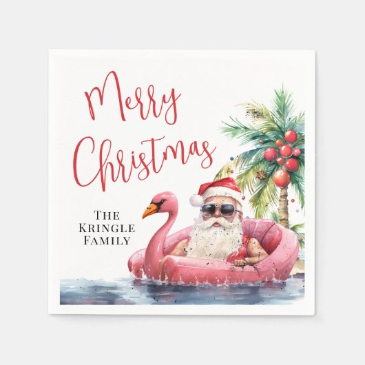 Tropical Beach Frohe Weihnachten Serviette (Vorderseite)