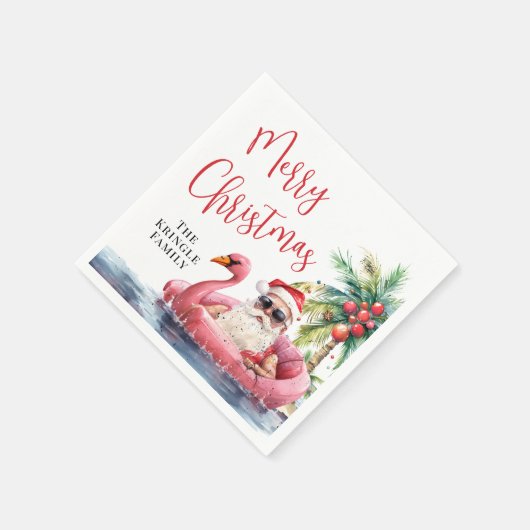 Tropical Beach Frohe Weihnachten Serviette (Ecke)