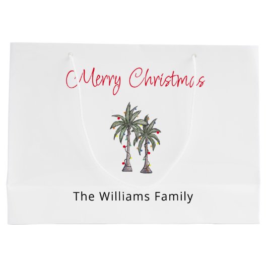 Tropical Beach Frohe Weihnachtspalmen Bäume Große Geschenktüte (Rückseite)