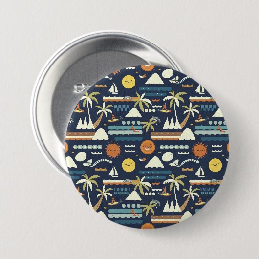 Tropical Beach Fun Muster Button (Vorne & Hinten)