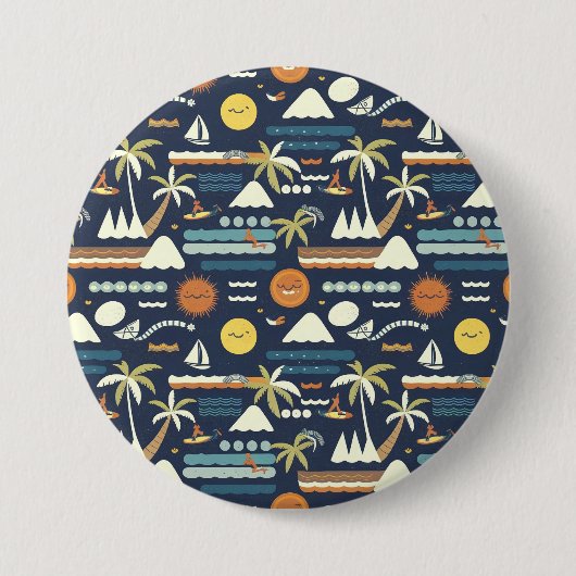 Tropical Beach Fun Muster Button (Vorderseite)