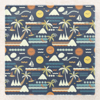 Tropical Beach Fun Muster Glasuntersetzer