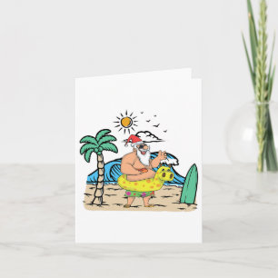Tropical Beach Funny Santa Xmas Sommer I Karte
