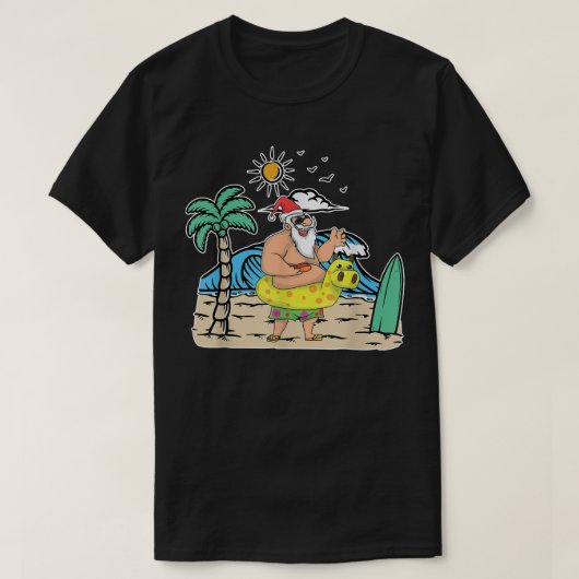 Tropical Beach Funny Santa Xmas Sommer I T-Shirt (Design vorne)