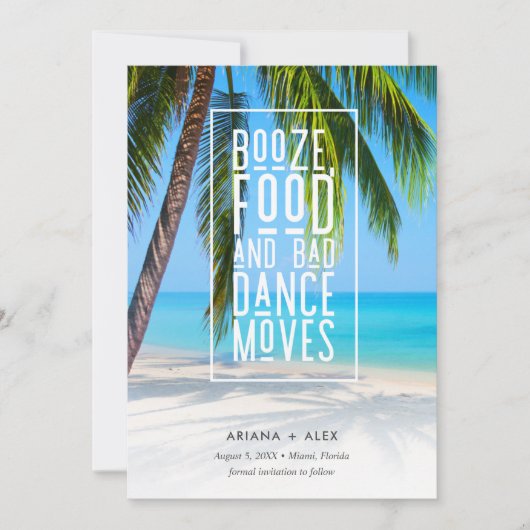 Tropical Beach Funny Wedge Save The Date (Vorderseite)