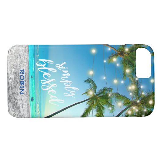 Tropical Beach gesegnet Palmen String Lights Case-Mate iPhone Hülle (Rückseite (Horizontal))