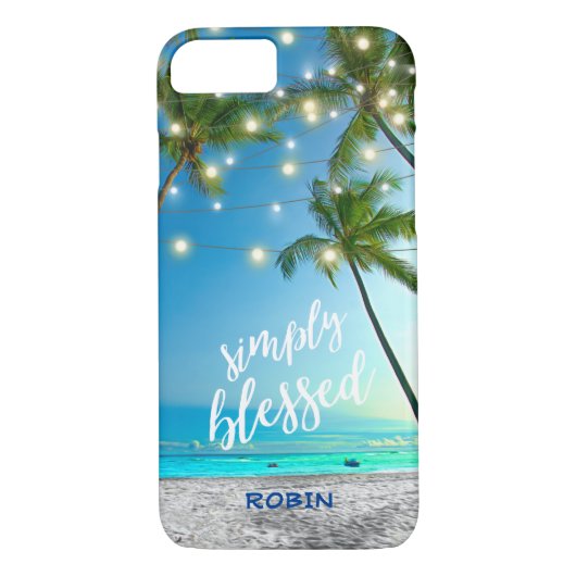 Tropical Beach gesegnet Palmen String Lights Case-Mate iPhone Hülle (Rückseite)
