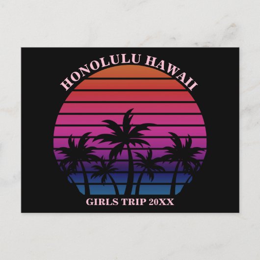 Tropical Beach Girls Trip Pink Black Custom Postkarte (Vorderseite)