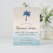 Tropical Beach Glitzer Palm Probe Abendessen Einladung (Stehend Vorderseite)
