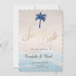 Tropical Beach Glitzer Palm Save The Date