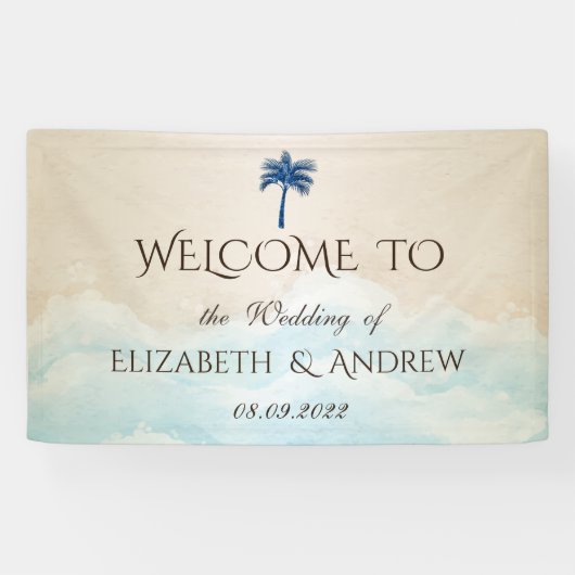 Tropical Beach Glitzer Palm Wedge Banner (Horizontal)