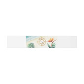 Tropical Beach Gold Compass Monogram Passport Einladungsbanderole (Flach)