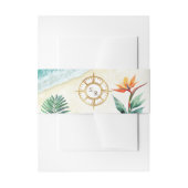 Tropical Beach Gold Compass Monogram Passport Einladungsbanderole (Vorderseite Beispiel)