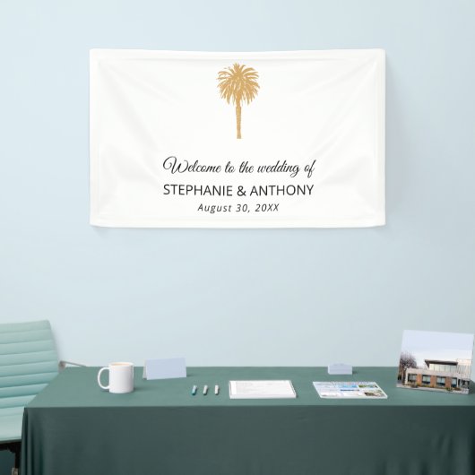 Tropical Beach Gold Palm Tree Hochzeit in Urlaubso Banner (Messeveranstaltung)