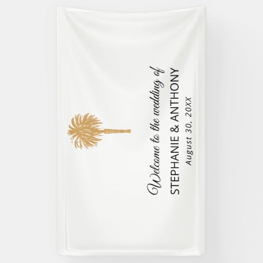 Tropical Beach Gold Palm Tree Hochzeit in Urlaubso Banner (Vertikal)