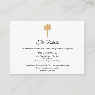 Tropical Beach Gold Palm Tree Hochzeit in Urlaubso Begleitkarte