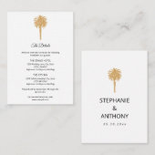 Tropical Beach Gold Palm Tree Hochzeit in Urlaubso Begleitkarte (Vorne/Hinten)