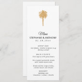 Tropical Beach Gold Palm Tree Hochzeit in Urlaubso Menükarte (Vorne/Hinten)