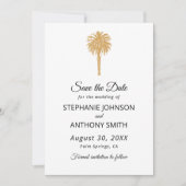 Tropical Beach Gold Palm Tree Hochzeit in Urlaubso Save The Date (Vorderseite)