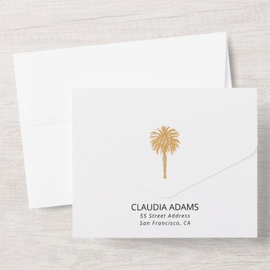 Tropical Beach Gold Palm Zielort Bachelorette All In One Einladung (Rückseite)
