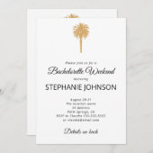 Tropical Beach Gold Palm Zielort Bachelorette Einladung (Vorne/Hinten)