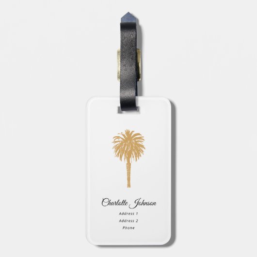 Tropical Beach Gold Palm Zielort Bachelorette Gepäckanhänger (Rückseite vertikal)
