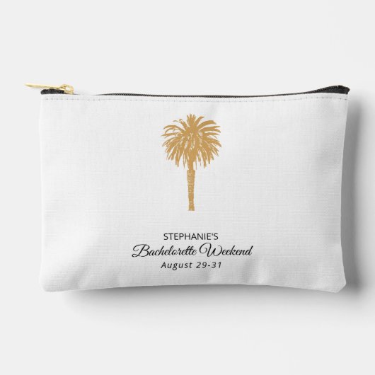 Tropical Beach Gold Palm Zielort Bachelorette Zubehörtasche (Vorderseite)