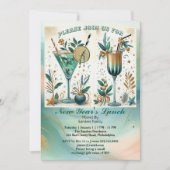 Tropical Beach Gold Sundowner Cocktail Neujahr Einladung (Vorderseite)