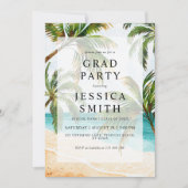 Tropical Beach Graduation Party Einladung (Vorderseite)