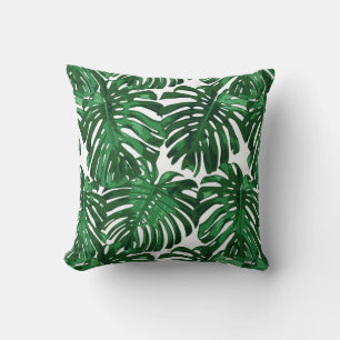 Tropical Beach Green Monstera Palm Jungle Blätter Kissen