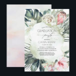 Tropical Beach Green und Blume Abschluss Einladung<br><div class="desc">Einladungen für die Graduierung der tropischen Küste.</div>