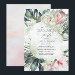Tropical Beach Green und Blume Abschluss Einladung<br><div class="desc">Einladungen für die Graduierung der tropischen Küste.</div>