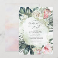 Tropical Beach Green und Blume Abschluss Einladung