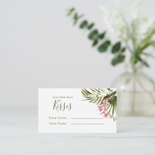 Tropical Beach Greenery Pink Floral Guess Kisses Begleitkarte (Stehend Vorderseite)