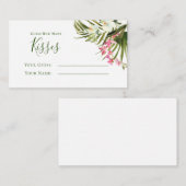 Tropical Beach Greenery Pink Floral Guess Kisses Begleitkarte (Vorne/Hinten)
