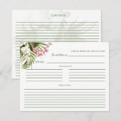 Tropical Beach Greenery Pink Floral Recipe Cards Dankeskarte (Vorne/Hinten)