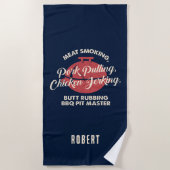 Tropical Beach GRILLEN Pit Master Vater Custom Strandtuch (Vorderseite)