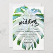Tropical Beach Hawaii Foto Wedding Leaf Einladung (Vorderseite)