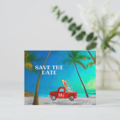 Tropical Beach Hawaii Palm Surfboards Red Truck Postkarte (Stehend Vorderseite)