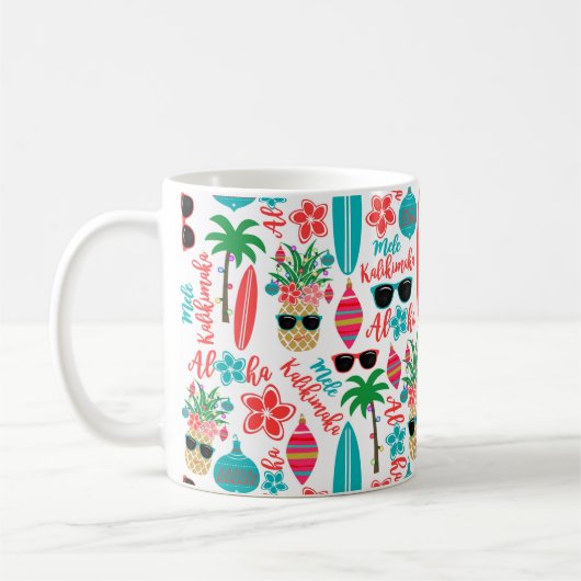 Tropical Beach Hawaiian Ananas Mele Kalikimaka Kaffeetasse (Links)