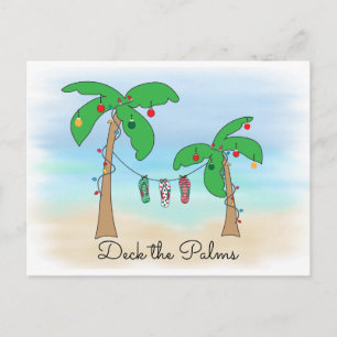 Tropical Beach Hawaiian Christmas Deck The Palms Feiertagspostkarte