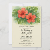 Tropical Beach Hawaiian Hibiscus Wedding Einladung (Vorderseite)