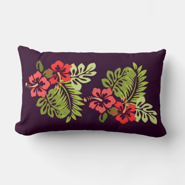 Tropical Beach Hawaiian Hibiskus Blume farbig Lendenkissen (Vorderseite)