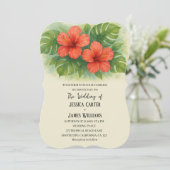 Tropical Beach Hawaiian Hibiskus Wedding Einladung (Stehend Vorderseite)