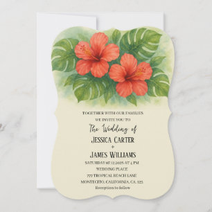 Tropical Beach Hawaiian Hibiskus Wedding Einladung