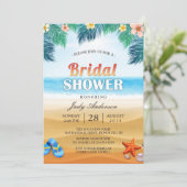 Tropical Beach Hawaiian Summer Brautparty Einladung (Stehend Vorderseite)