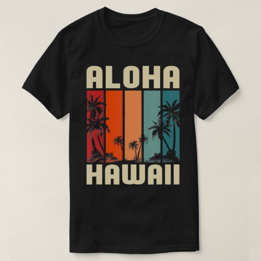 Tropical Beach Hawaiian Summer Palm Trees Aloha Ha T-Shirt (Design vorne)